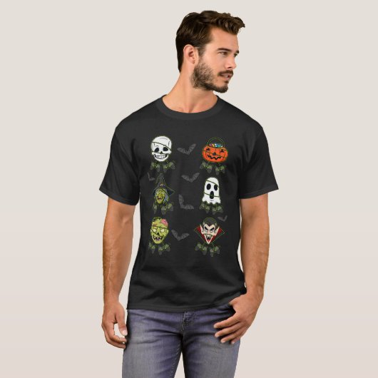 T-shirt Halloween Skeleton Jeu sorcière Vampire Zombie Boy (Devant entier)
