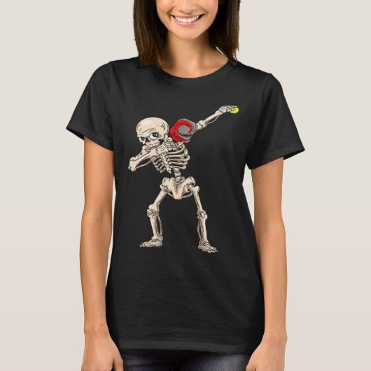 T-shirt Halloween Skeleton Pickleball Dabbing (Devant)