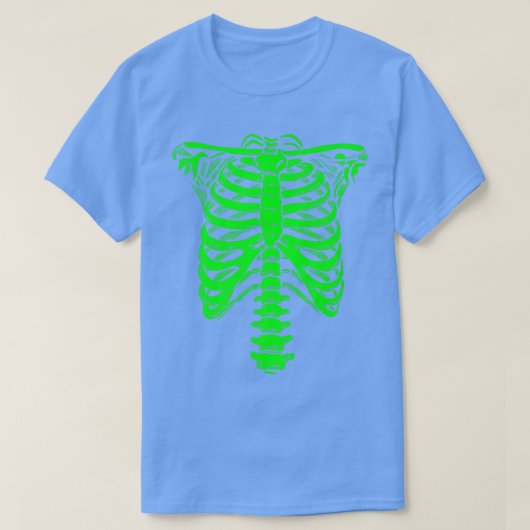 T-shirt halloween Skeleton Rib Acide caissé vert (Design devant)