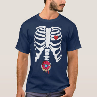 T-shirt Halloween Skeleton With Donut For Sweet Lovers 