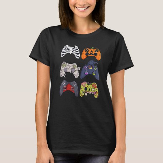 T-shirt Halloween Skeleton Zombie Gaming Controllers Boys (Devant)