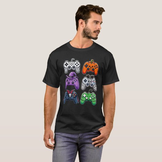 T-shirt Halloween Skeleton Zombie Gaming Controllers Mummy (Devant entier)