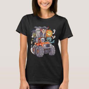 T-shirt Halloween Skeleton Zombie Monster Truck Vampire Bo