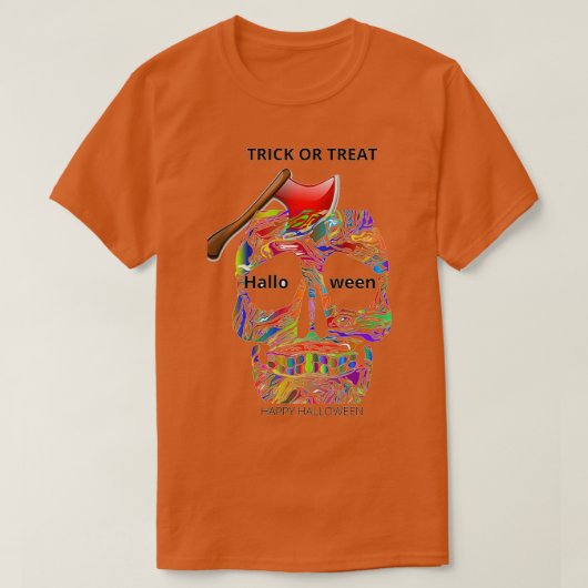 T-SHIRT HALLOWEEN SKULL AVEC AX 2 (Design devant)