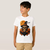 T-shirt Halloween Skull With Pumpkins and Witch Hat T-Shir (Devant entier)