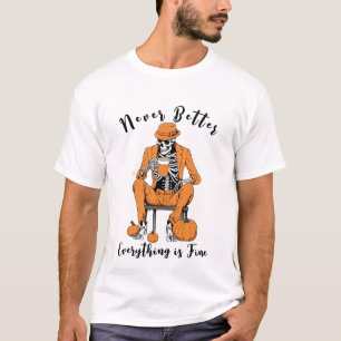 T-shirt Halloween Slogan Living Dead Tee, squelette Éffray