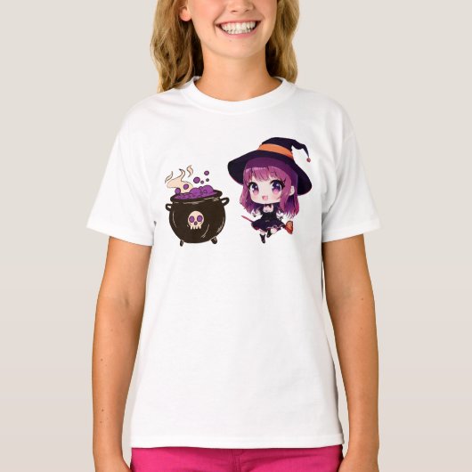 T-shirt Halloween/sorcière/automne/octobre (Devant)