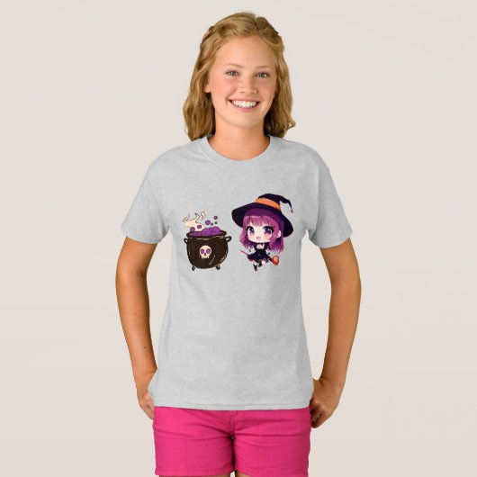 T-shirt Halloween/sorcière/automne/octobre (Devant entier)