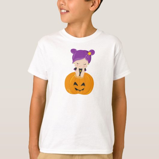 T-shirt Halloween, Sorcière, Citrouille, Boo, Trick Ou Tra (Devant)