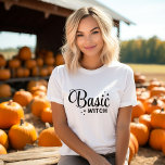 T-shirt Halloween sorcière de base<br><div class="desc">Montrez votre sens éffrayant de l'humour avec ces t-shirts et sweatshirts d'Halloween personnalisés, avec un graphisme de texte "Basic Witch" rétro branché. Personnalisez avec votre choix de polices et de couleurs pour une touche unique sur un look Halloween classique. Parfait pour les visites de patch citrouille, les fêtes d'Halloween, ou...</div>