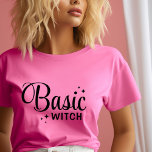 T-shirt Halloween sorcière de base<br><div class="desc">Montrez votre sens éffrayant de l'humour avec ces t-shirts et sweatshirts d'Halloween personnalisés, avec un graphisme de texte "Basic Witch" rétro branché. Personnalisez avec votre choix de polices et de couleurs pour une touche unique sur un look Halloween classique. Parfait pour les visites de patch citrouille, les fêtes d'Halloween, ou...</div>