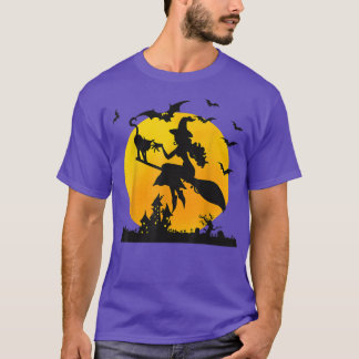 T-shirt Halloween sorcière et salle de chat, costume d'Hal