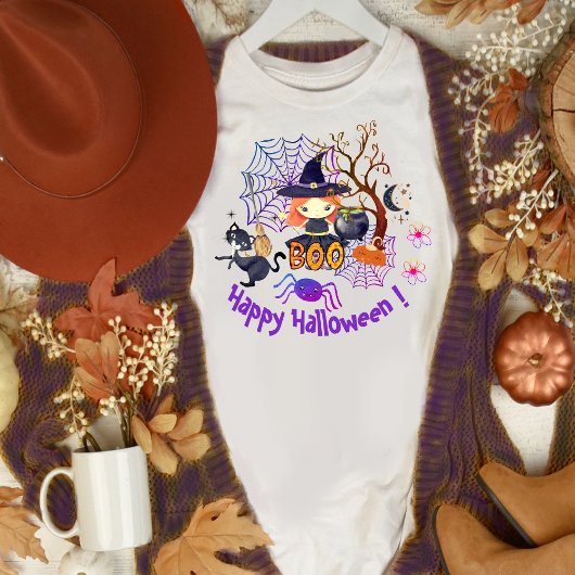 T-shirt Halloween sorcière fête d'anniversaire blanc