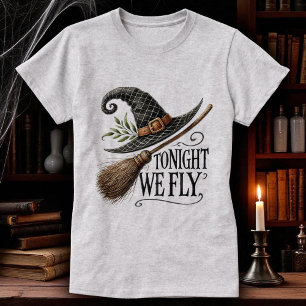 T-shirt Halloween sorcières Casquette Broomstick Grey