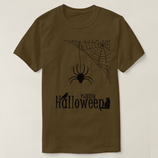 T-shirt Halloween Spider Chat Crow Chemise Happy Halloween (Design devant)