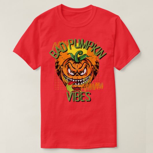 T-shirt Halloween Spooky Bad Vibes Pumpkin Head Face Scary (Design devant)