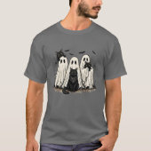 T-shirt Halloween Spooky Ghost Black Cat (Voorkant)