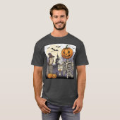 T-shirt Halloween Squelette Citrouille Owl Dark Graphic T- (Devant entier)