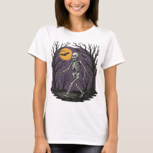 Halloween Squelette Éffrayant Haunted Forest T fem