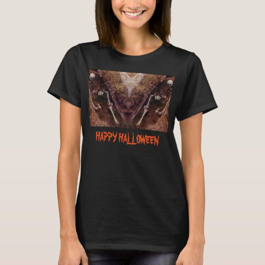 T-shirt Halloween squelette effrayant os photo conçu (Devant)