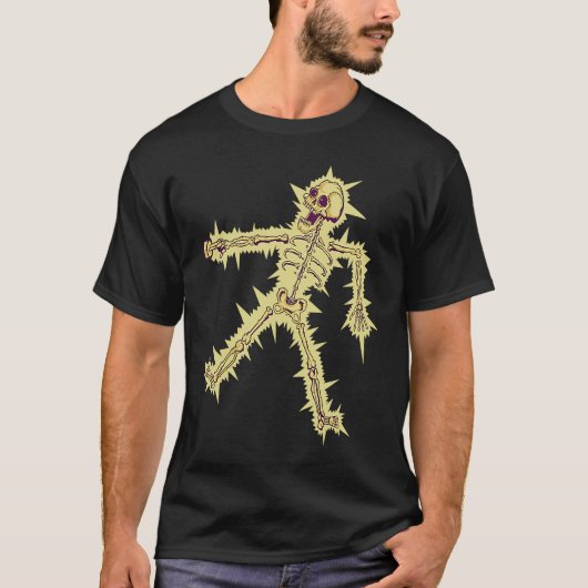 T-shirt Halloween squelette électrocuté (Devant)