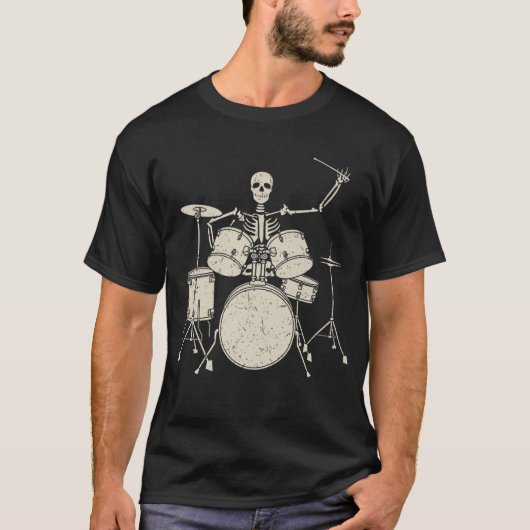 T-shirt Halloween Squelette Jouer Drum Drôle Drums Cadeau (Devant)