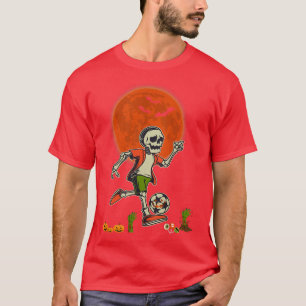 T-shirt Halloween Squelette Jouer Soccer Scary Citrouilles