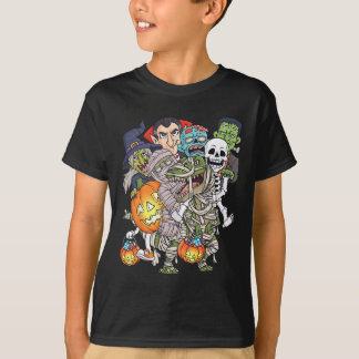 T-shirt Halloween Squelette Zombie équitation maman T Rex 