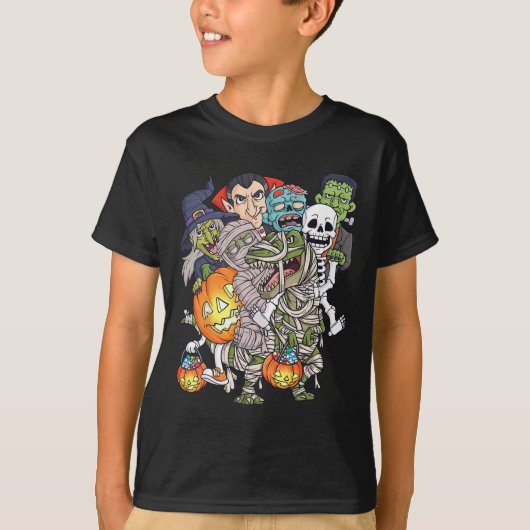 T-shirt Halloween Squelette Zombie équitation maman T Rex  (Devant)