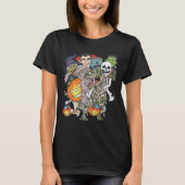 T-shirt Halloween Squelette Zombie équitation maman T Rex  (Devant)
