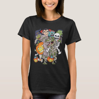 T-shirt Halloween Squelette Zombie équitation maman T Rex 