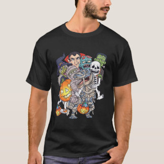 T-shirt Halloween Squelette Zombie équitation maman T Rex 