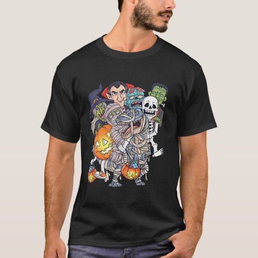 T-shirt Halloween Squelette Zombie équitation maman T Rex (Devant)