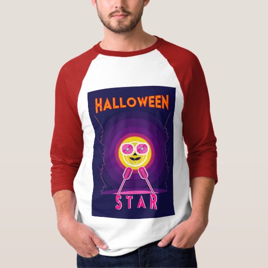 T-shirt Halloween Star Goggles 31 UK Mic Octobre Citrouill (Devant)