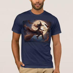 T-shirt Halloween Steampunk Witch Vol au clair de lune