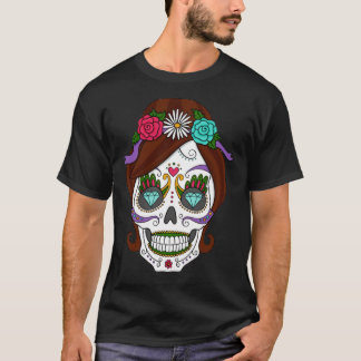 T-shirt Halloween - Sugar Skull Face Paint Relaxed Fit 
