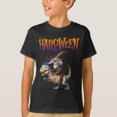 T-shirt Halloween T-rex Skeleton Ride (Devant)