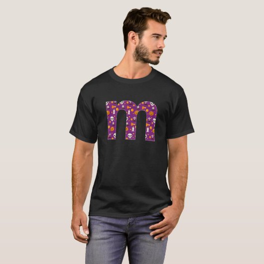 T-shirt Halloween Team Groups Costume Lettre M Chocolat C (Devant entier)