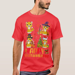 T-shirt Halloween Thanksgiving Christmas Cheetah Hallothan