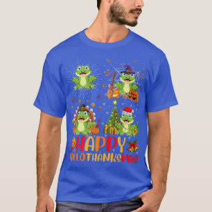 T-shirt Halloween Thanksgiving Christmas Frog Hallothanksm