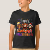 T-shirt Halloween Thanksgiving Christmas Happy Hallothanks (Devant)