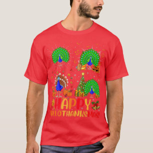 T-shirt Halloween Thanksgiving Christmas Paon Oiseau Hall