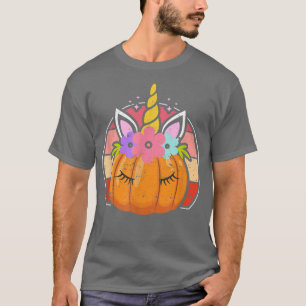 T-shirt Halloween Thanksgiving Citrouille Unicorn Horn Fun