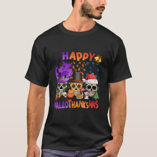 T-shirt Halloween Thanksgiving Noël Hallothanksmas Sk