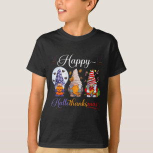 T-shirt Halloween Thanksgiving Noël Happy HalloThanks