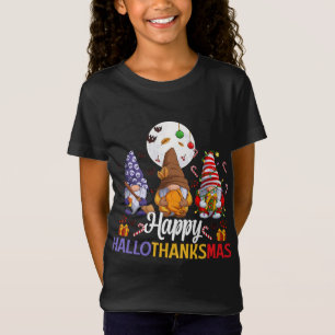 T-Shirt Halloween Thanksgiving Noël Happy HalloThanks
