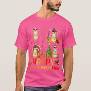 T-shirt Halloween Thanksgiving Noël Meerkat Hallothan