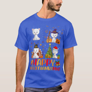 T-shirt Halloween Thanksgiving Noël Ours Hallothankisme