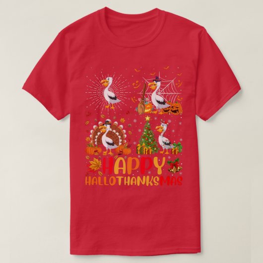 T-shirt Halloween Thanksgiving Noël Pelican Bird Hall (Design devant)