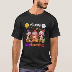 T-shirt Halloween Thanksgiving Noël Poodé Chien Hallot